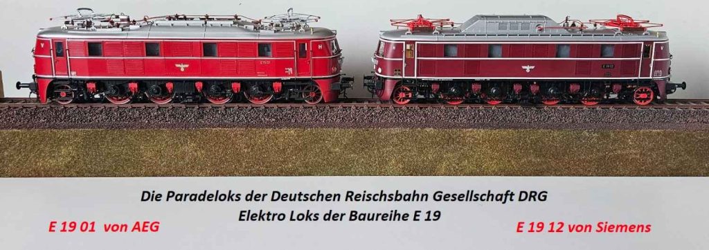 Zwei rote Elektro-Lokomotiven